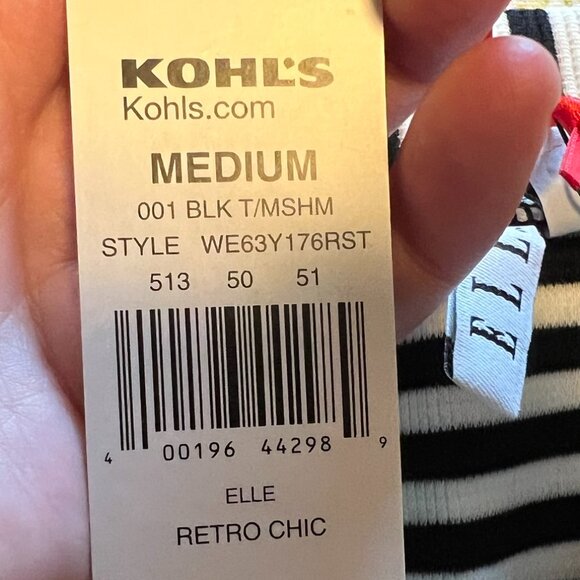 Elle Black & White Striped Pull On Stretch Skirt - Medium - Picture 5 of 6